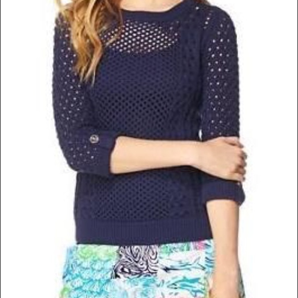 Lilly Pulitzer Summer Sweater Navy Crew Neck